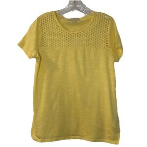 Michael Kors Top Size Medium Yellow Eyelet Tshirt